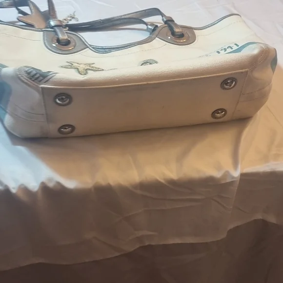 Coach summer star cream and teal purse - Picture 3 of 6